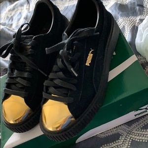 Suede Platform Gold Shoes